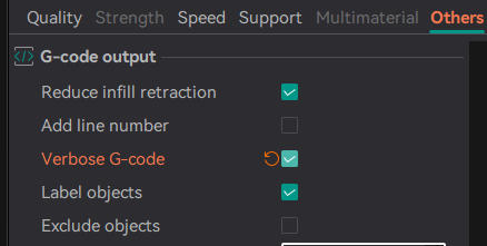 Verbose G-code Checkbox